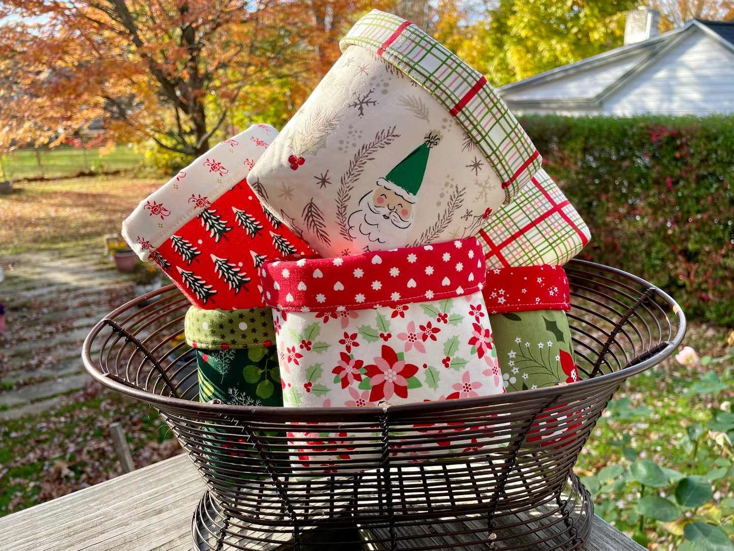 Poinsettia Fabric Bucket