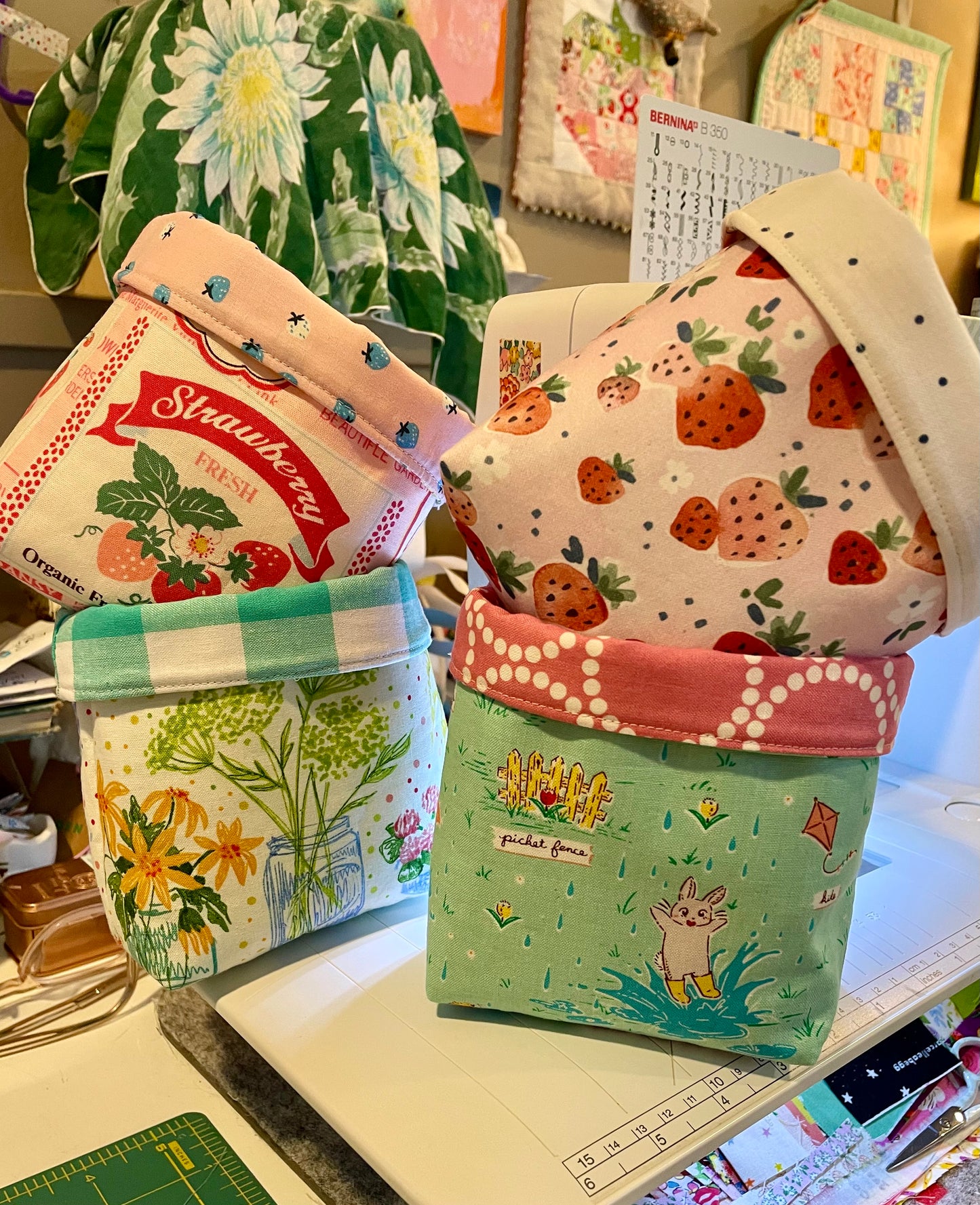 Flower Jar Fabric Bucket