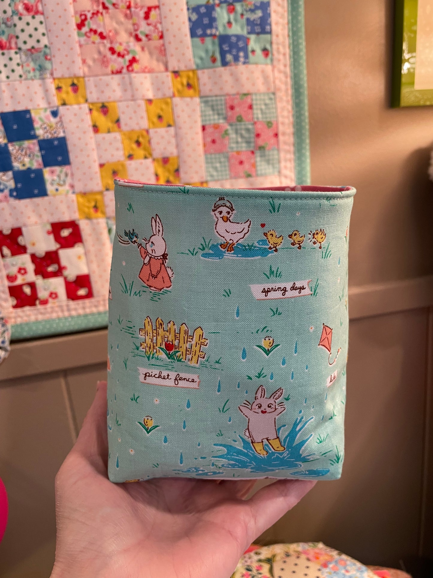 Splashing Bunny Fabric Bucket