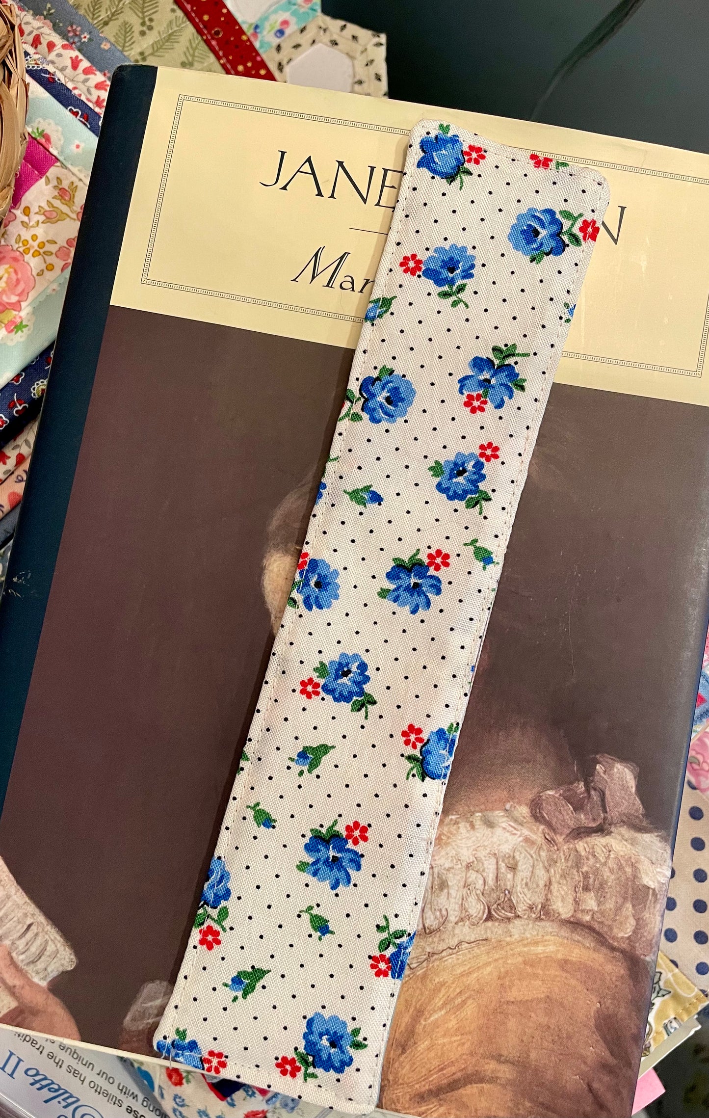 Patchwork Strawberry Floral Bookmark