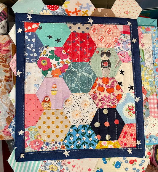 Smarty Cat Hand Pieced Table Mat