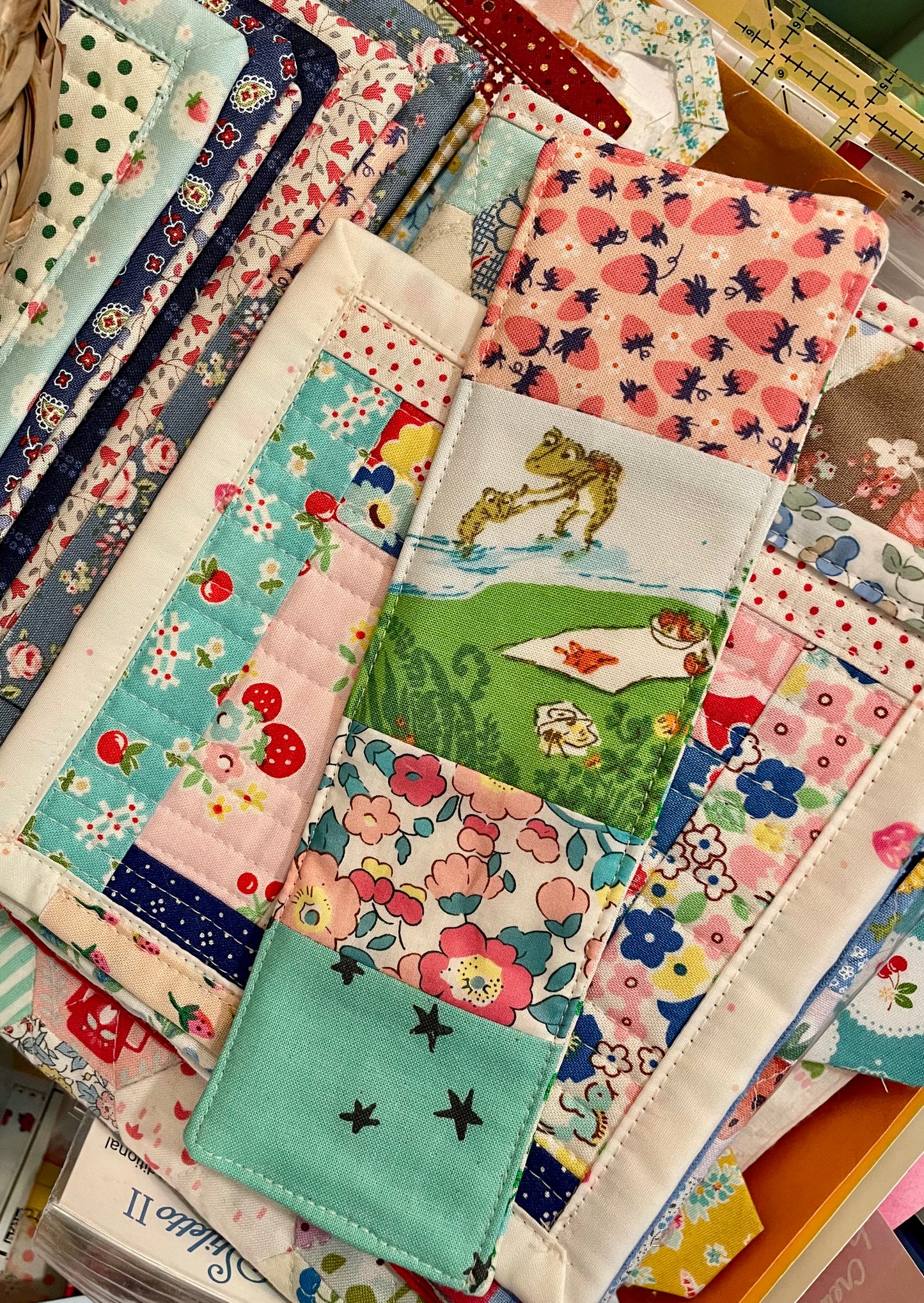 Frog and Strawberries Bookmark