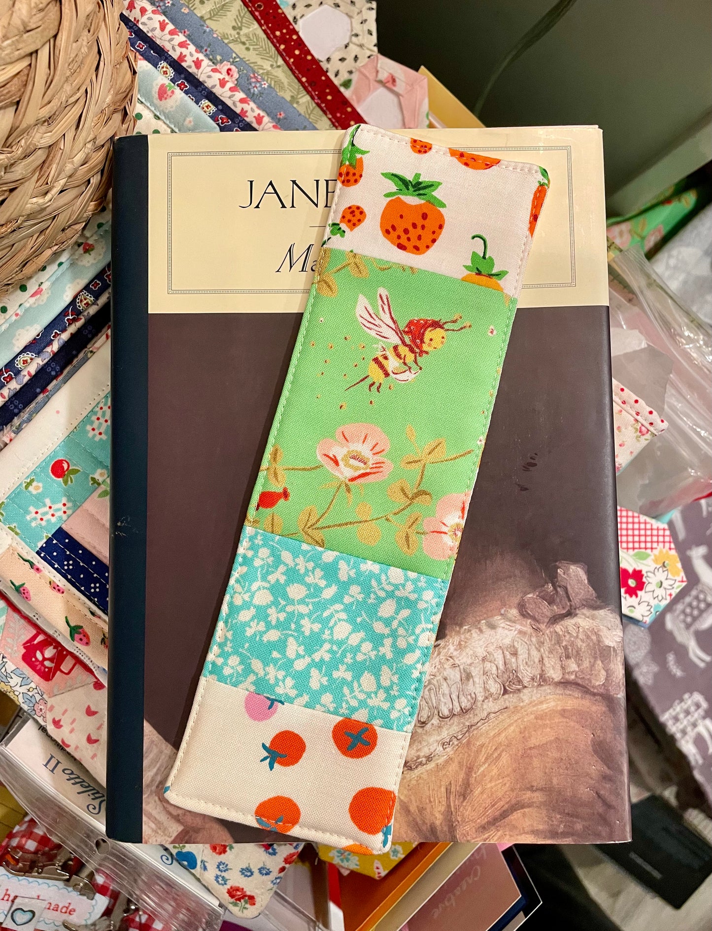 Bee and Strawberries Bookmark