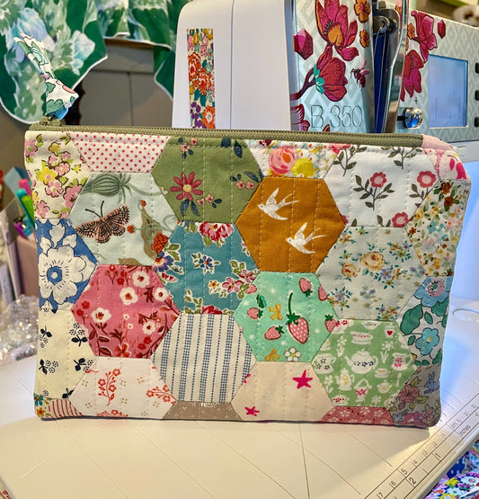 Hand Pieced Quilted Zipper Bag