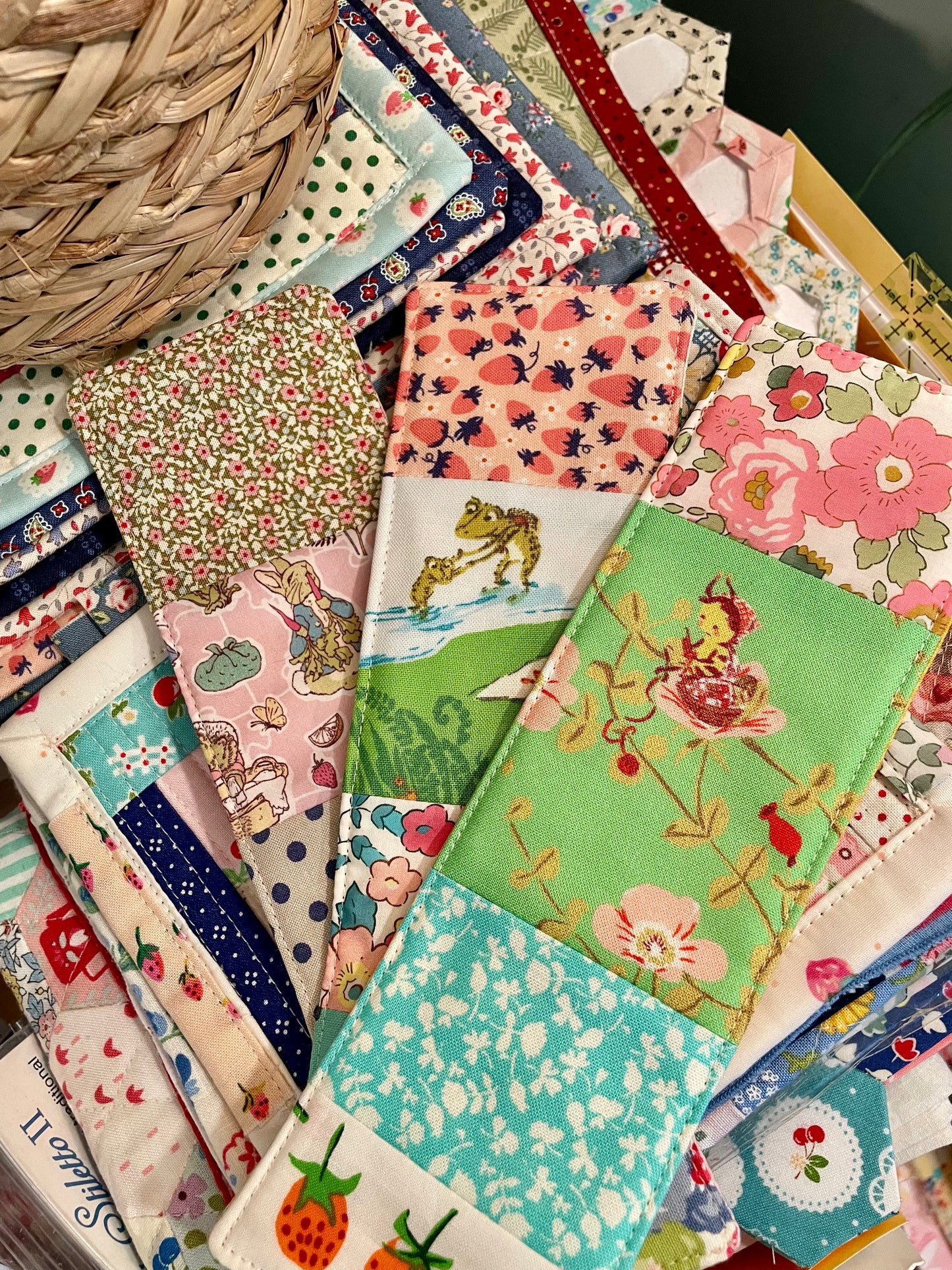 Frog and Strawberries Bookmark