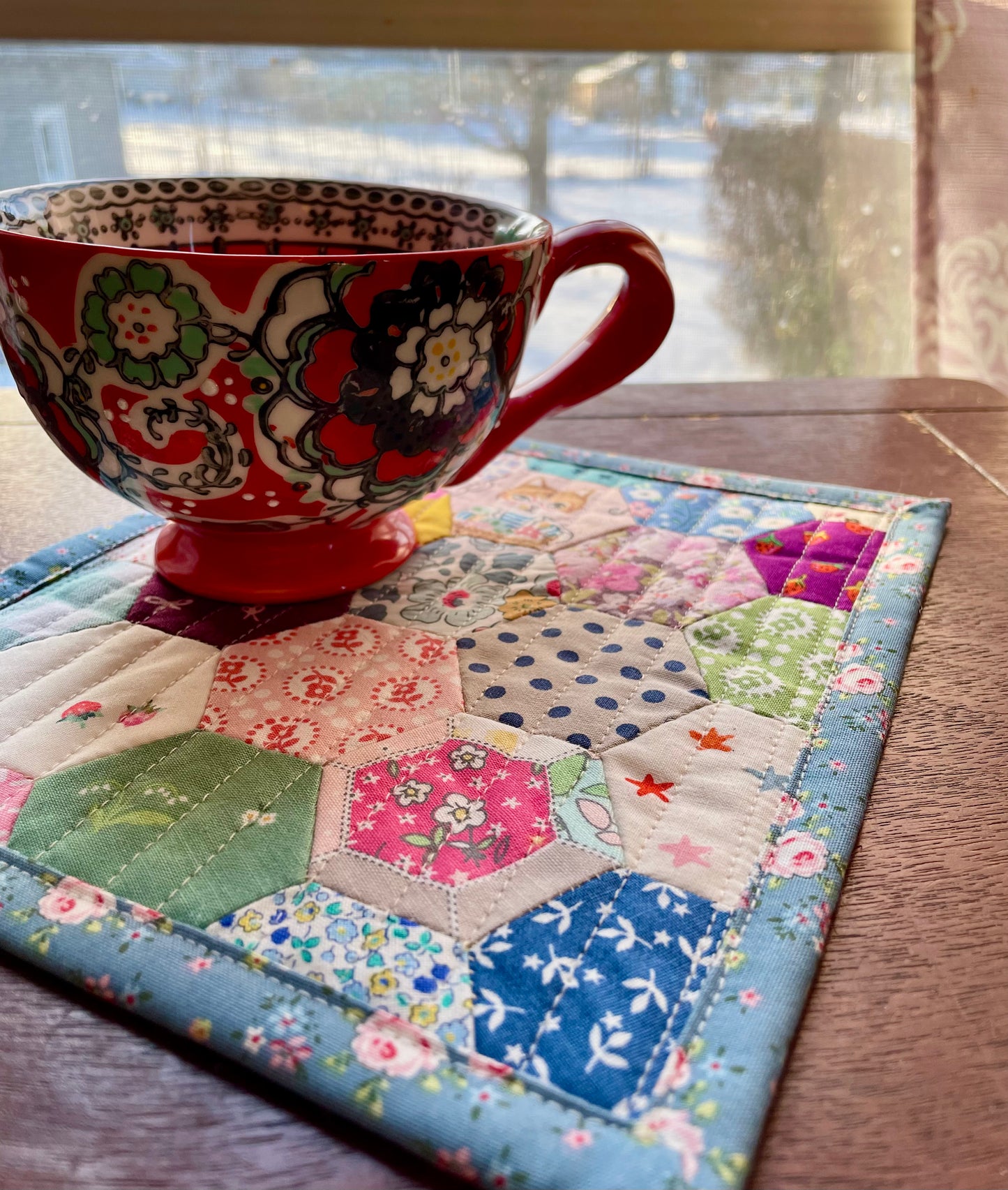 Stitchy Kitty Hand Pieced Table Mat