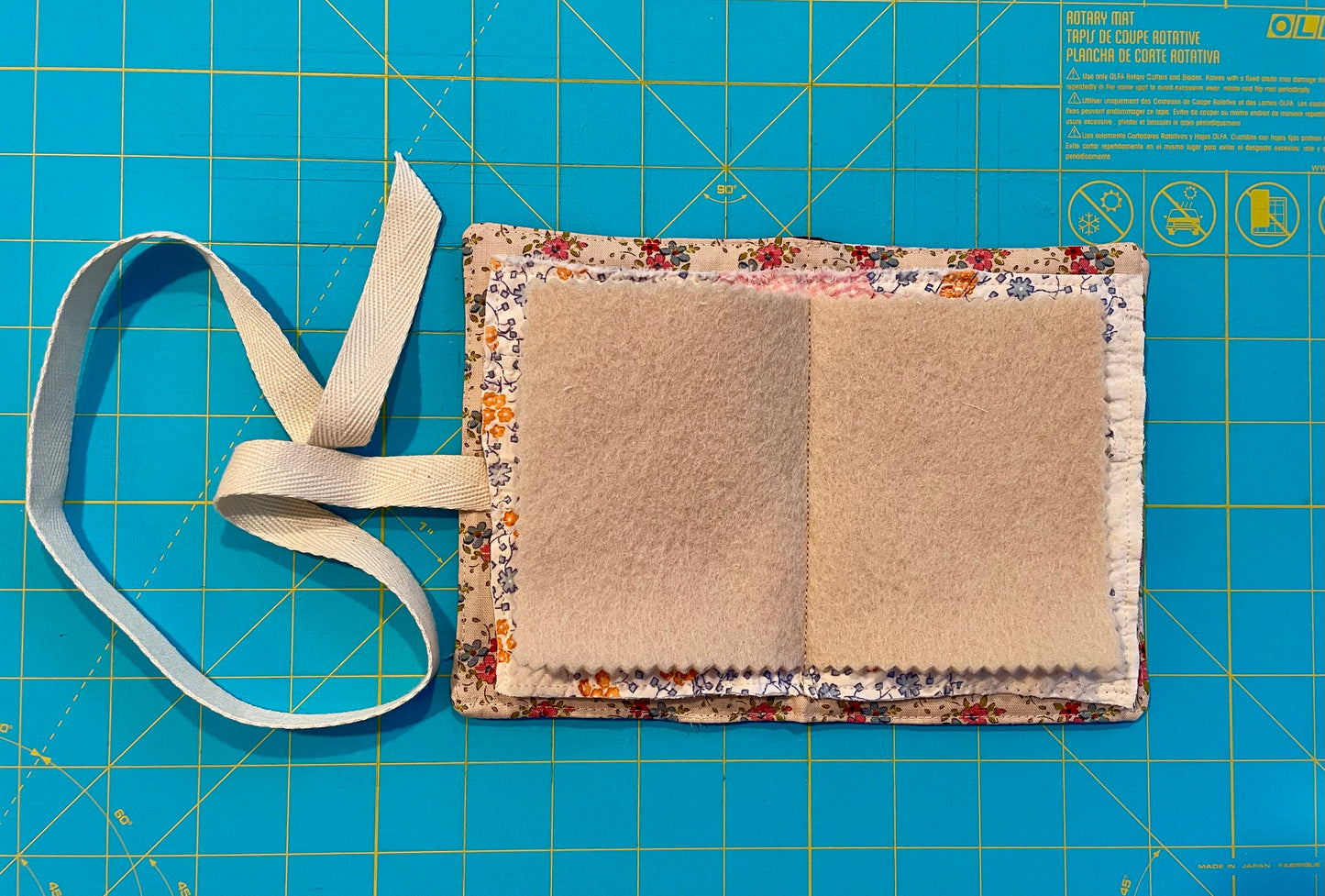 Kitty Tea Time Hand Pieced Needle Book