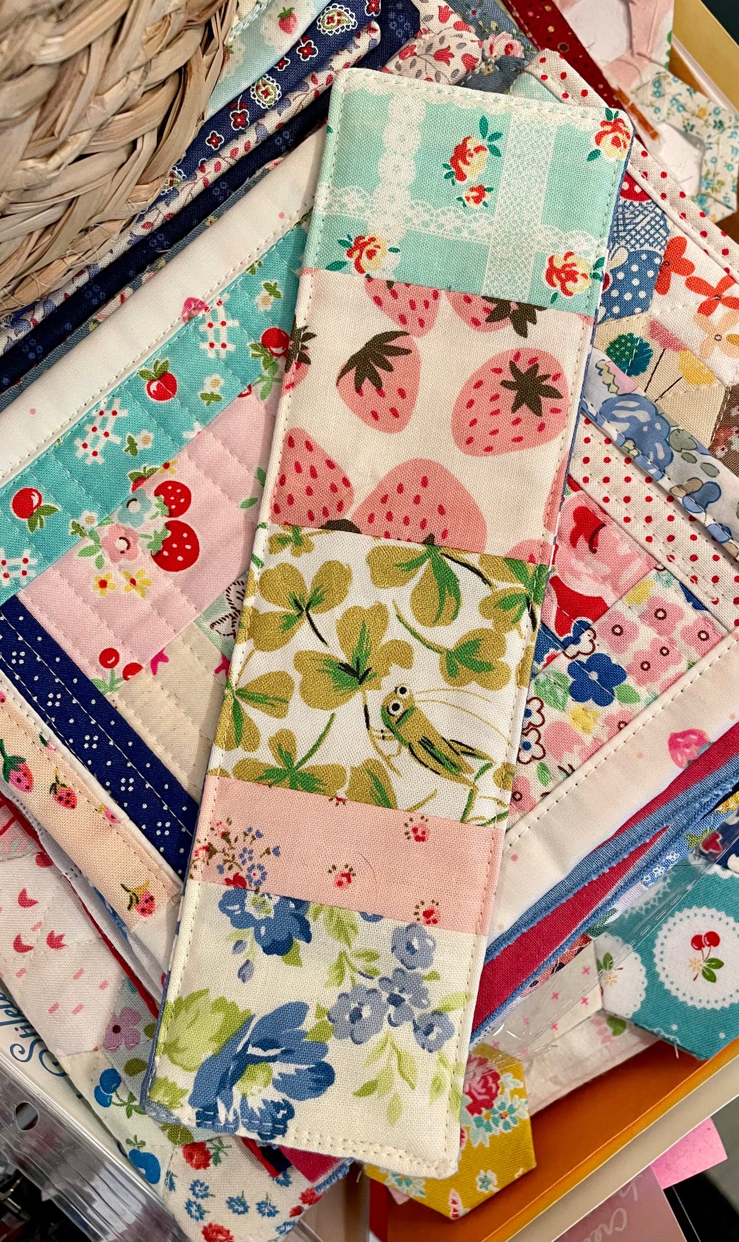 Grasshopper and Strawberries Bookmark