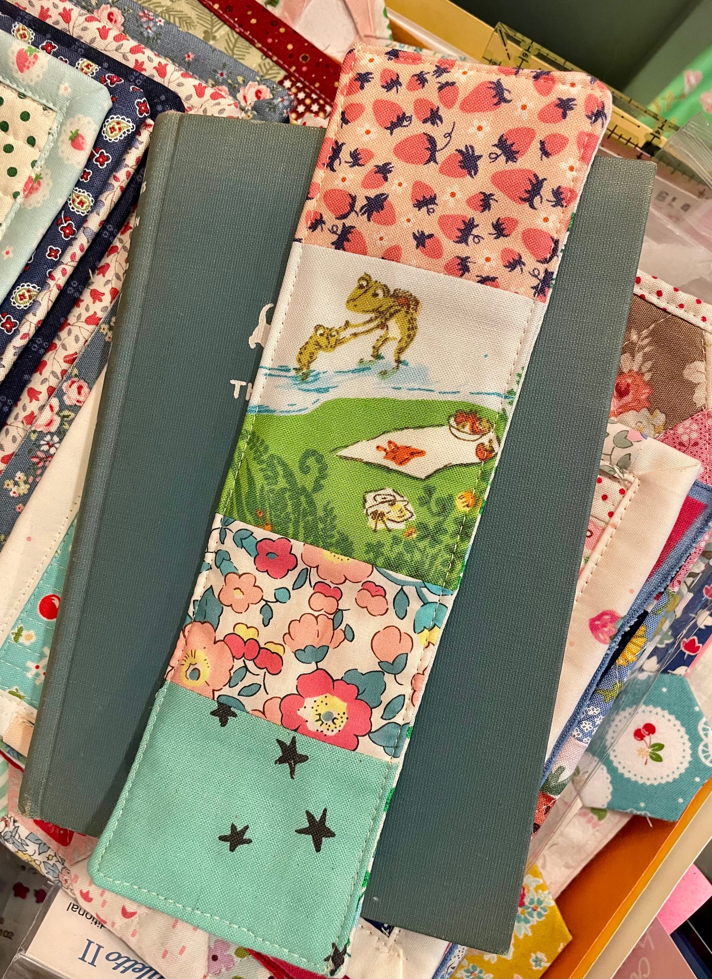 Frog and Strawberries Bookmark