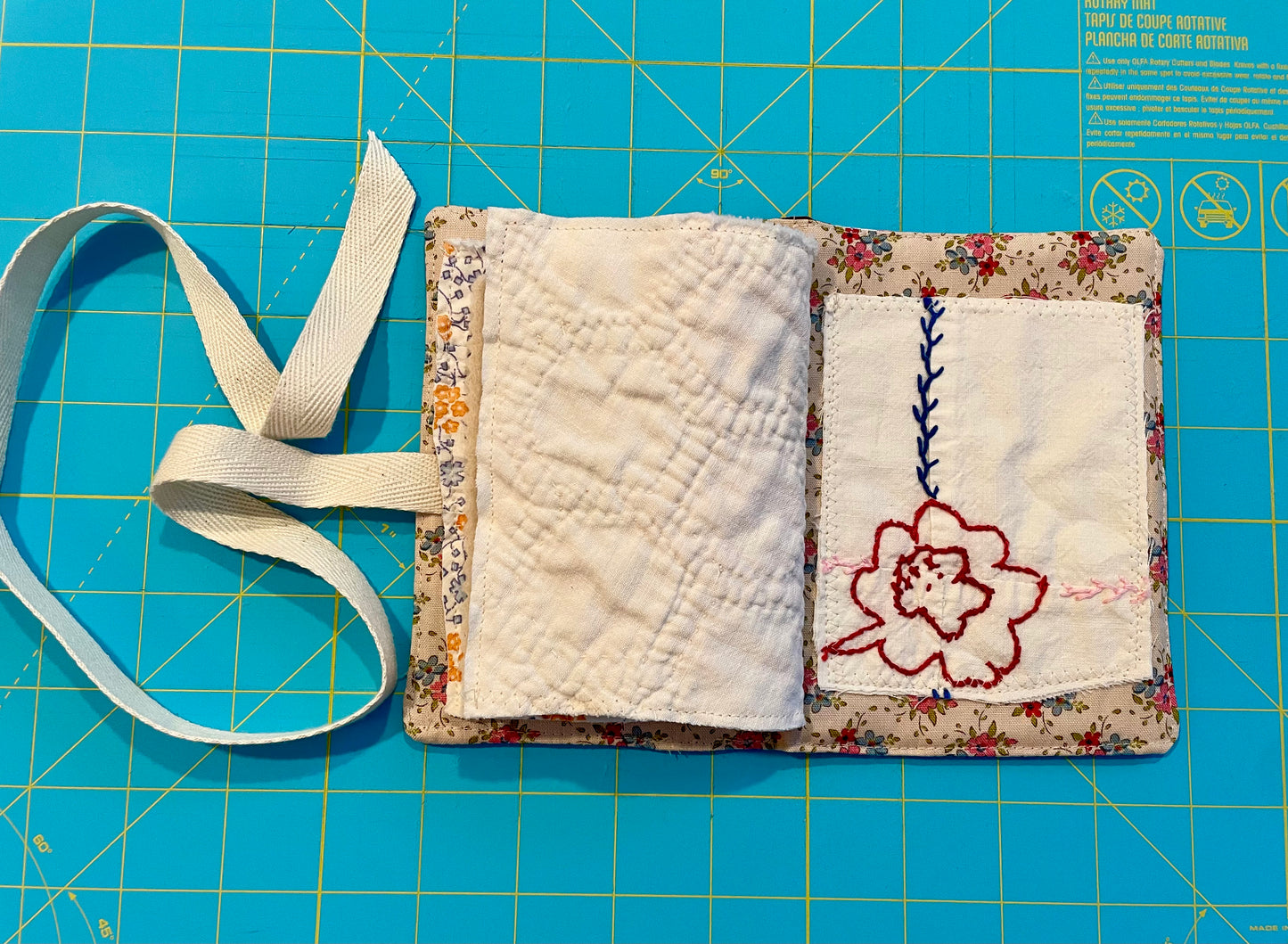 Kitty Tea Time Hand Pieced Needle Book