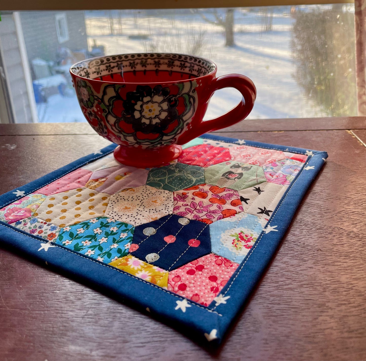 Smarty Cat Hand Pieced Table Mat