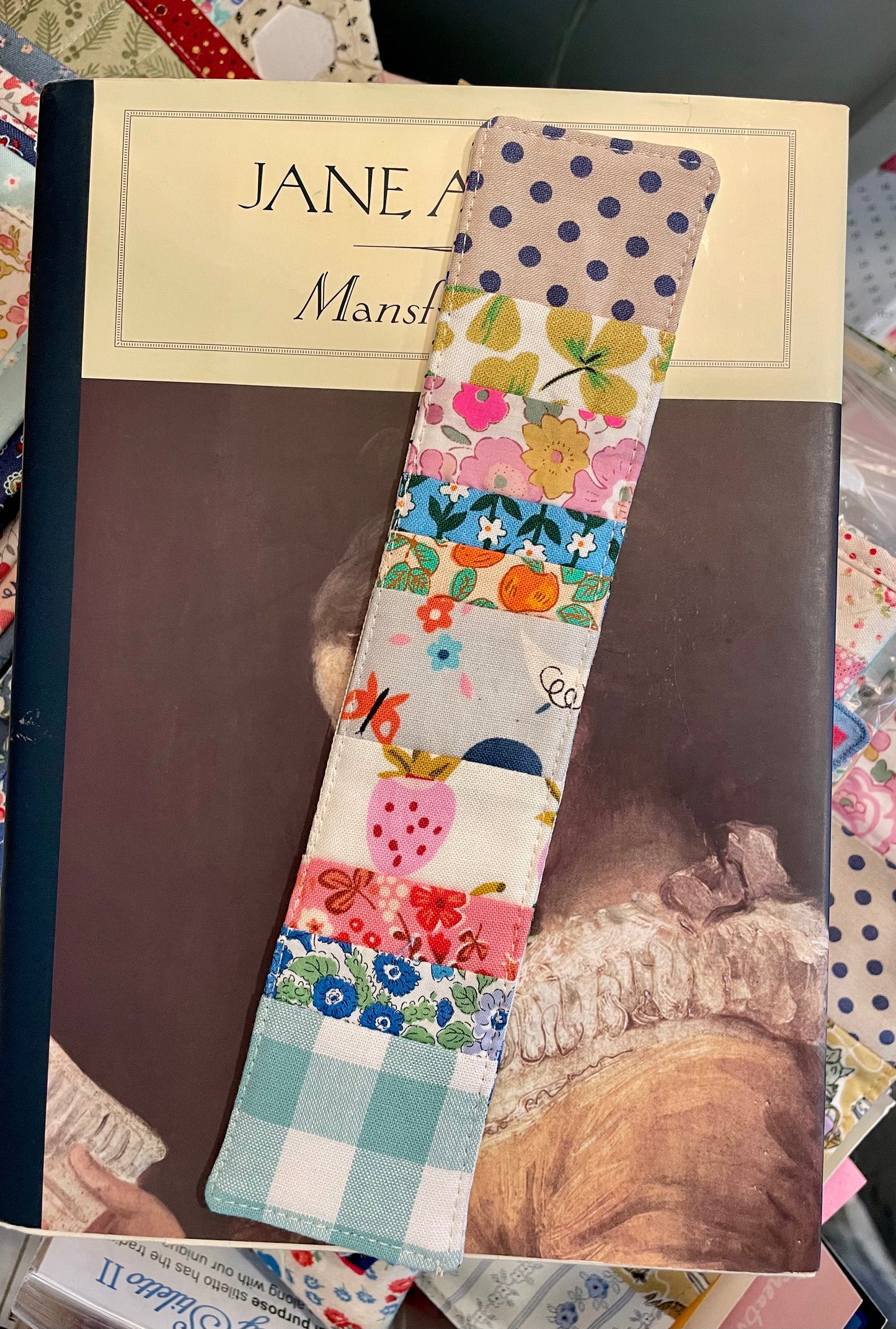 Patchwork Strawberry Floral Bookmark