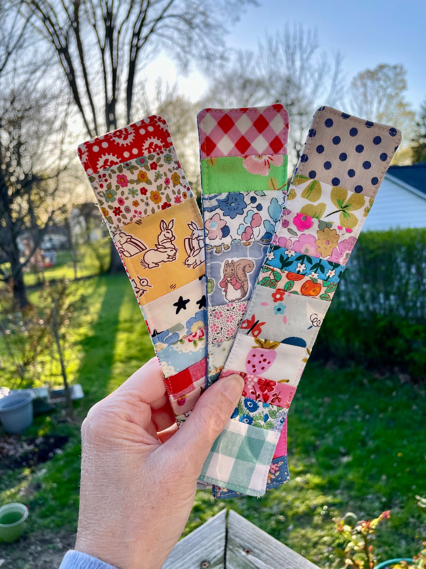 Patchwork Strawberry Floral Bookmark