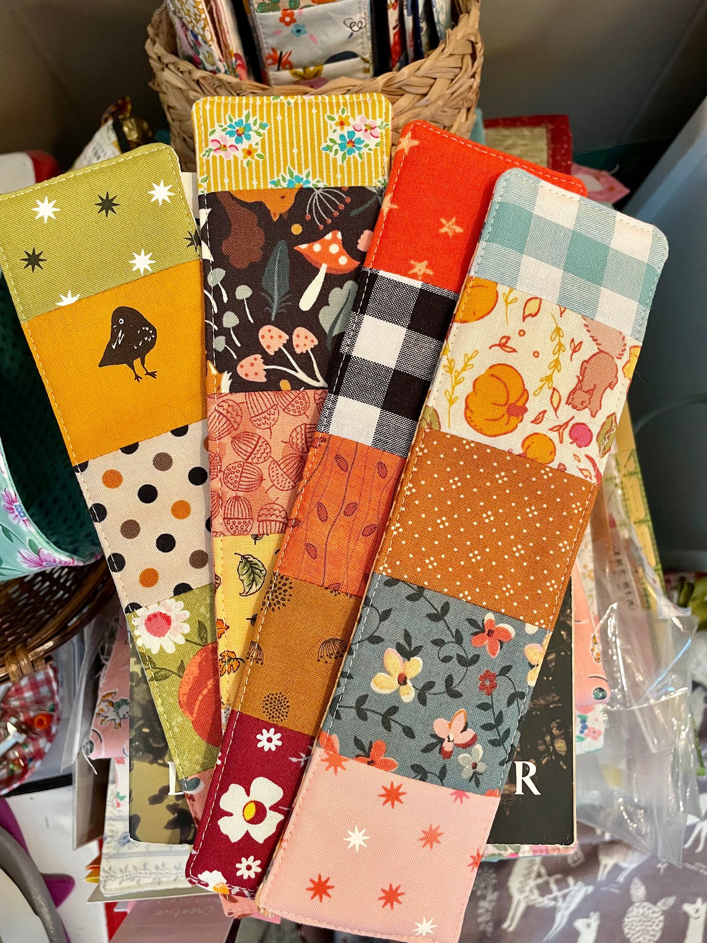 Pumpkin and Floral Bookmark