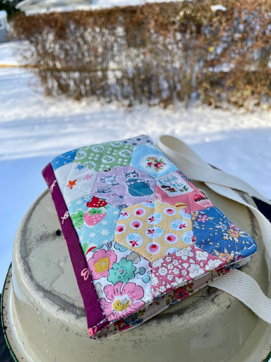 Kitty Tea Time Hand Pieced Needle Book