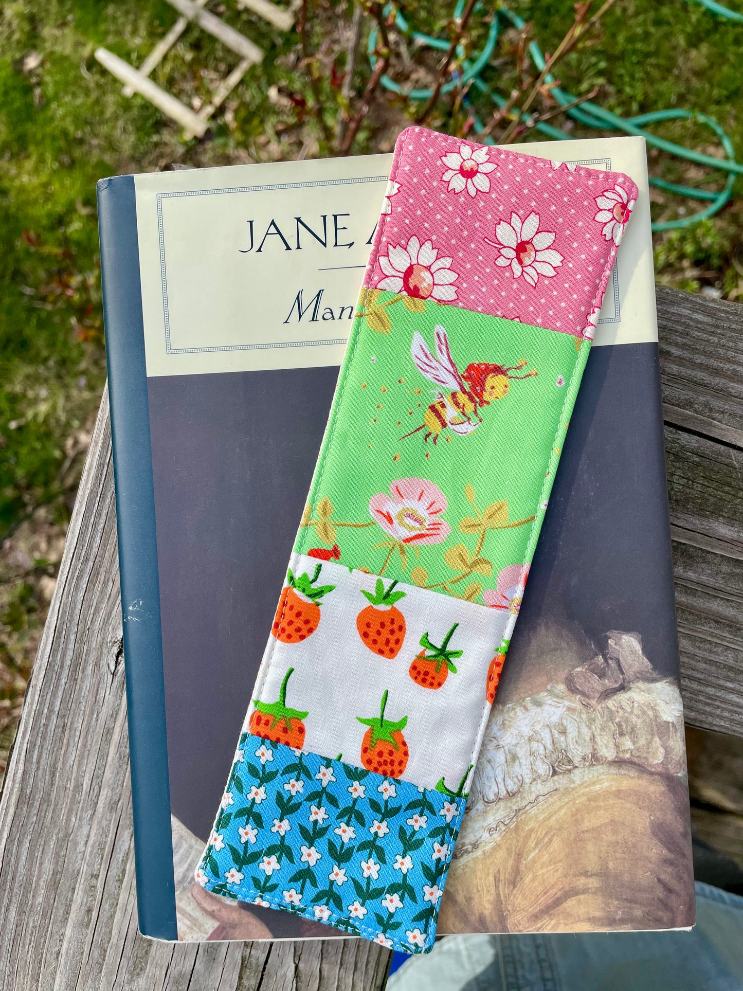 Bee and Strawberries Bookmark