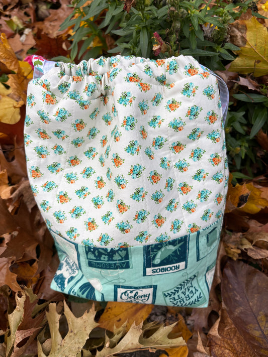 Beachy Quilted Drawstring Bag