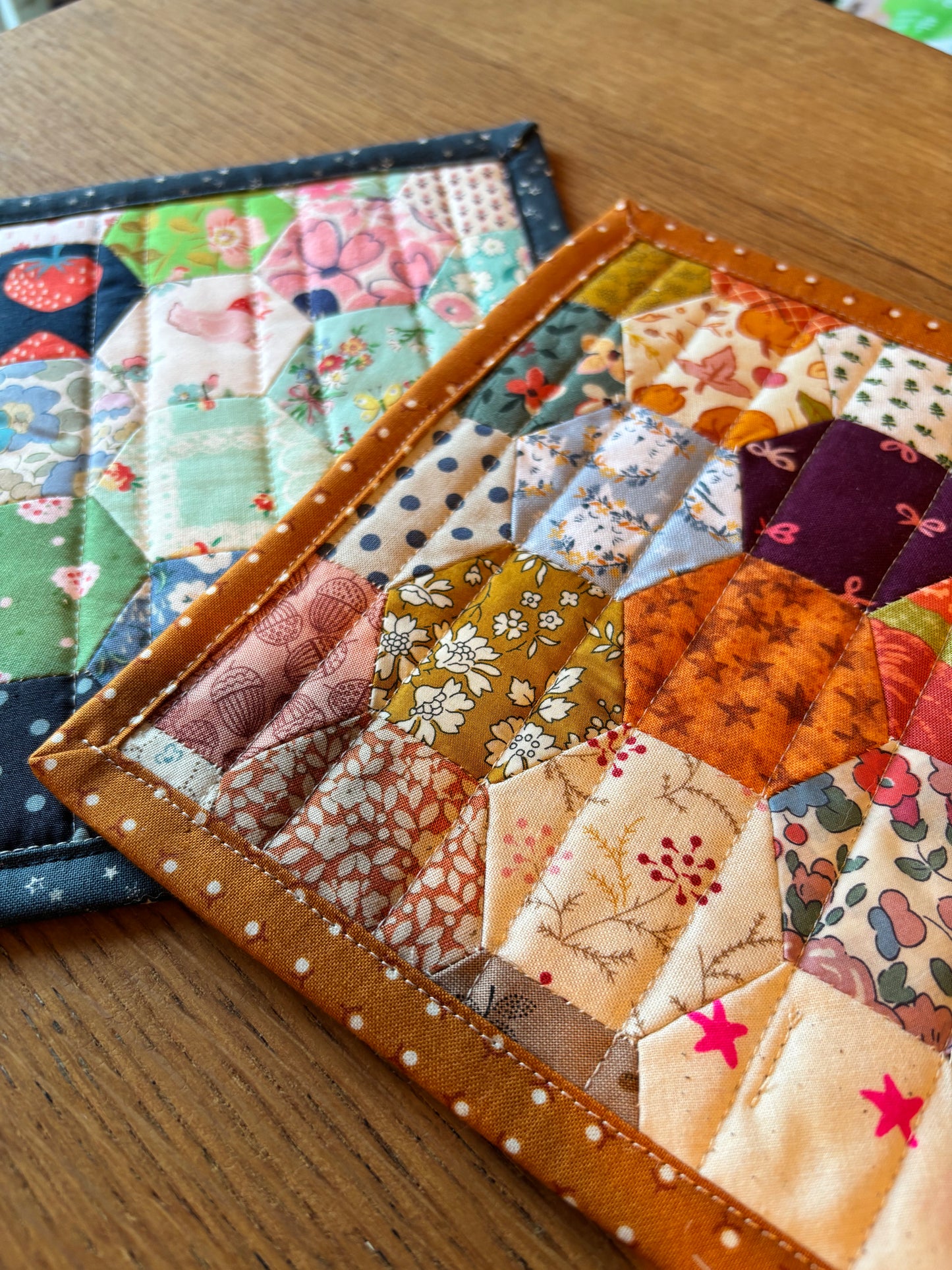 Chicken and Strawberry Hand Pieced Table Mat
