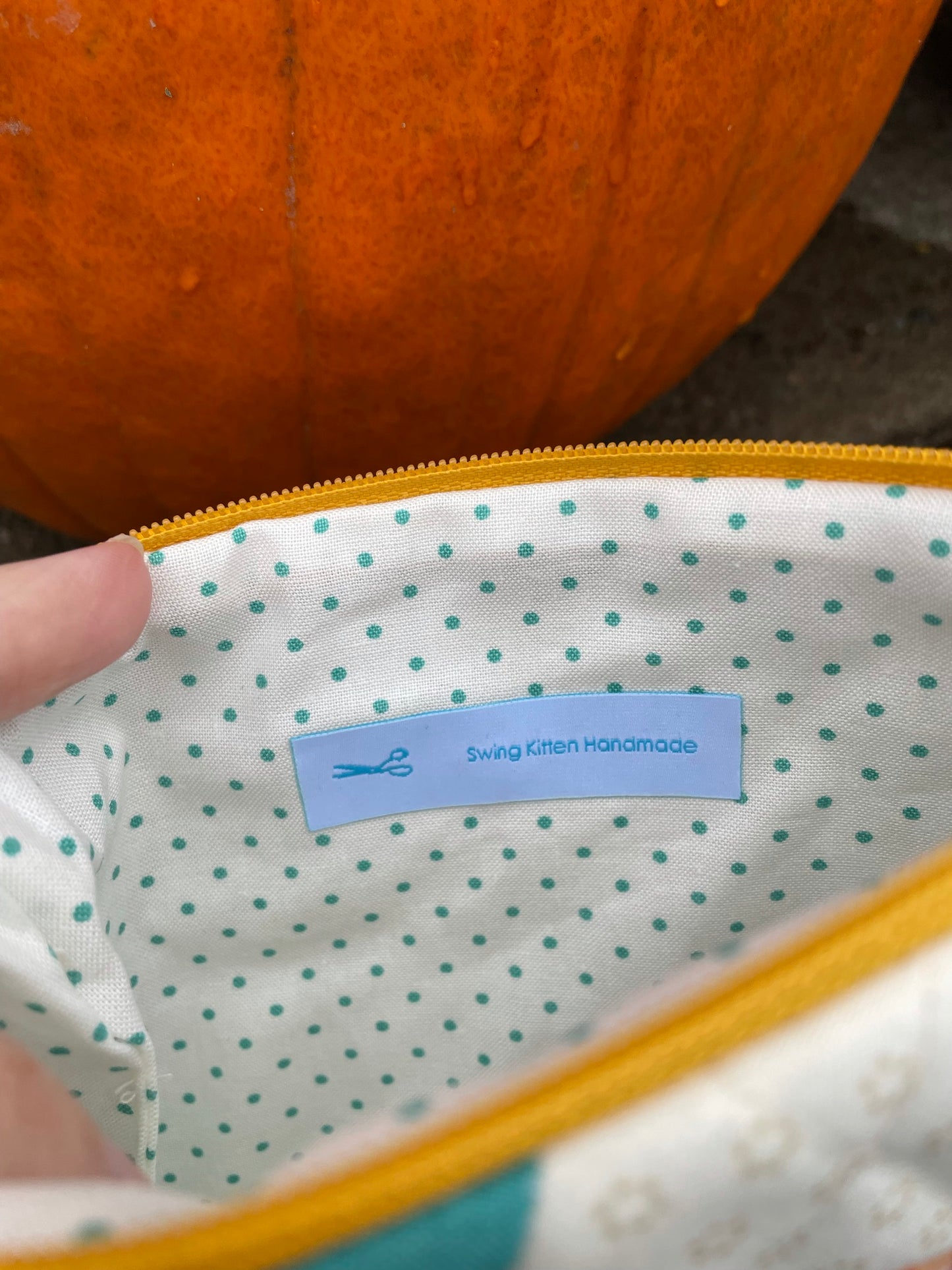 Hand Pieced Quilted Zipper Pouch Fall Farmhouse