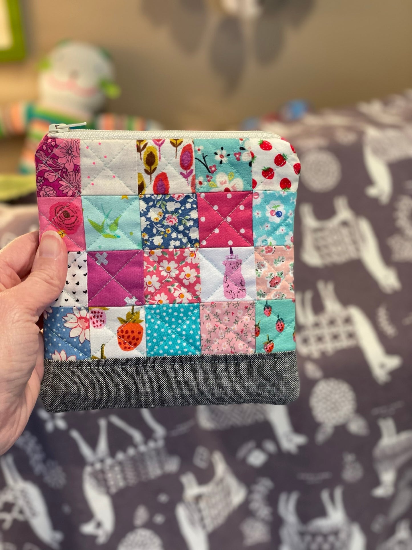 Quilted Patchwork Zipper Pouch