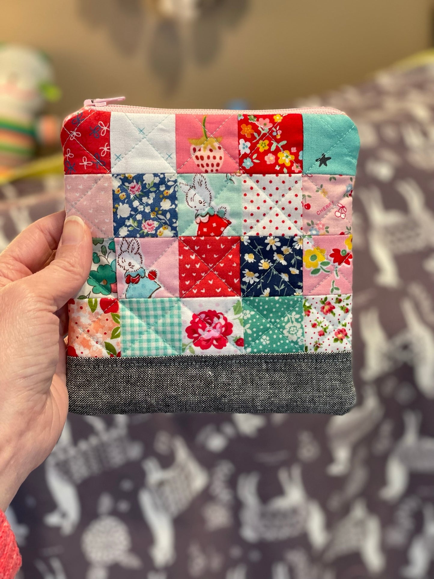 Quilted Patchwork Zipper Pouch