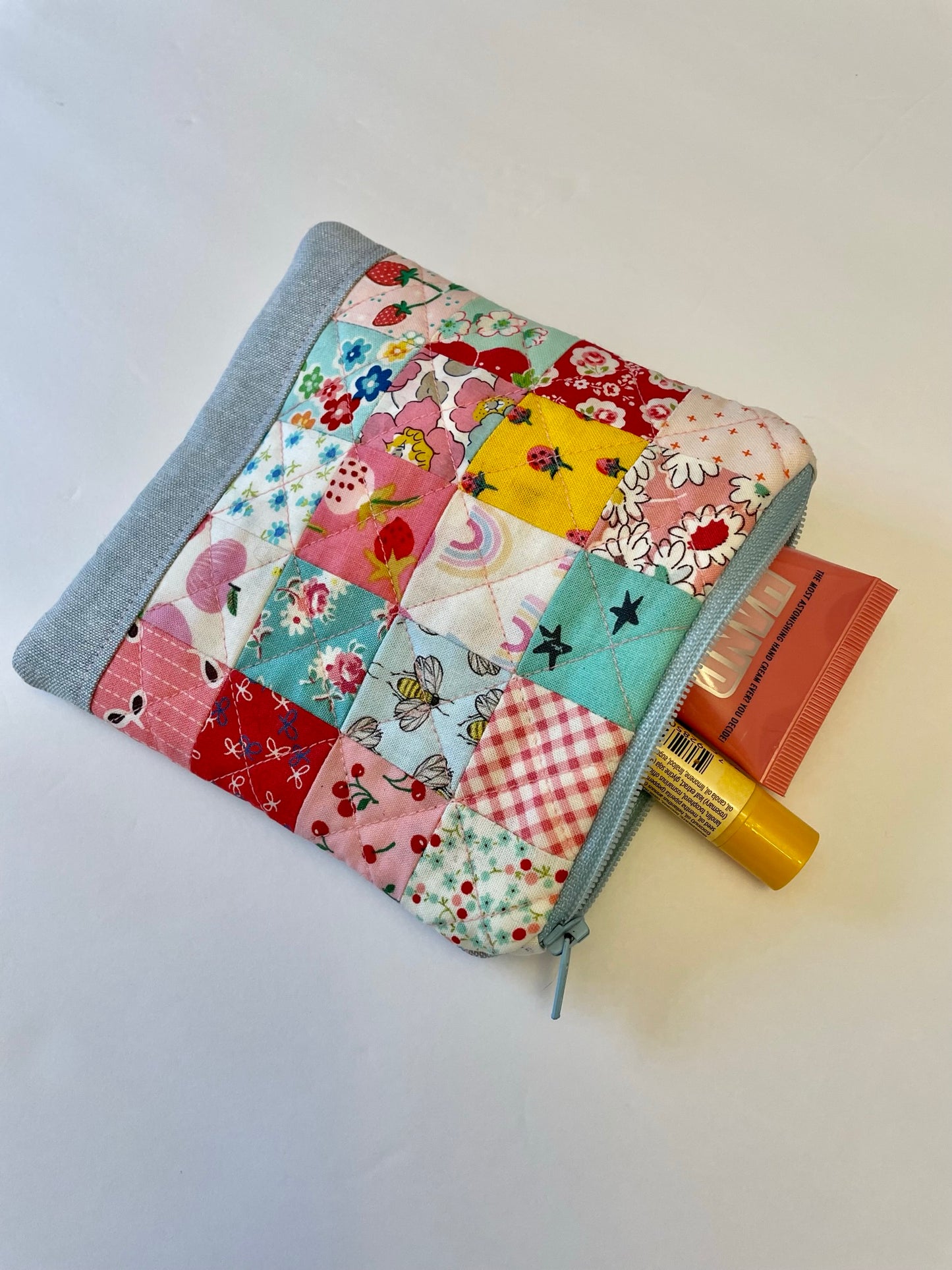 Quilted Patchwork Zipper Pouch