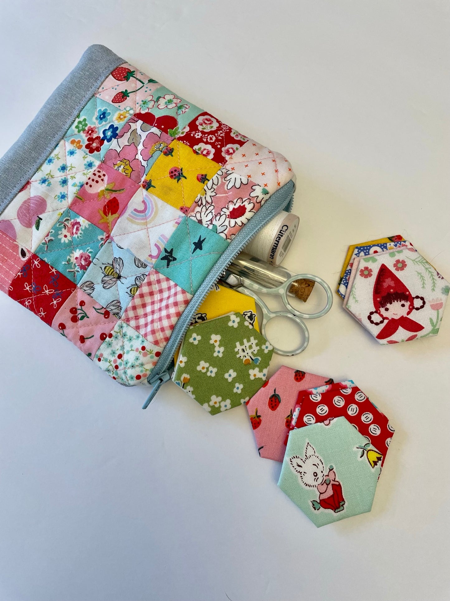 Quilted Patchwork Zipper Pouch