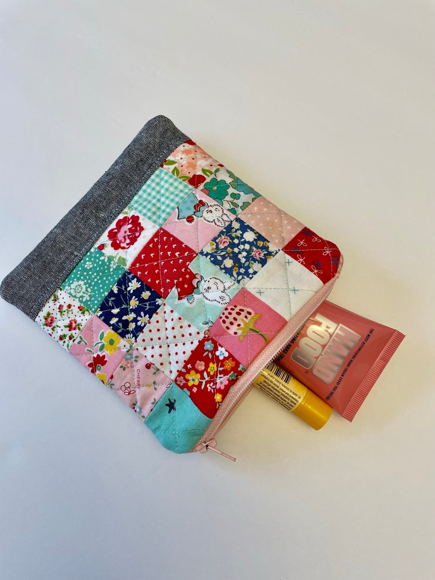 Quilted Patchwork Zipper Pouch
