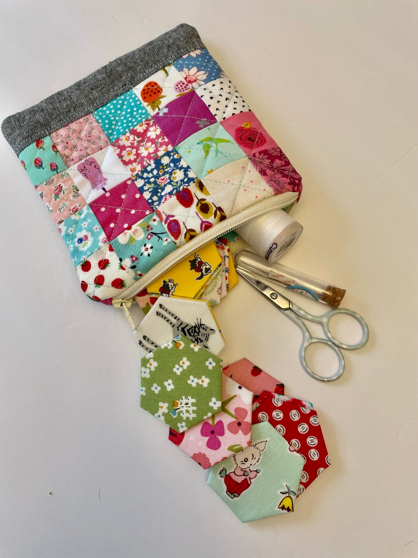 Quilted Patchwork Zipper Pouch