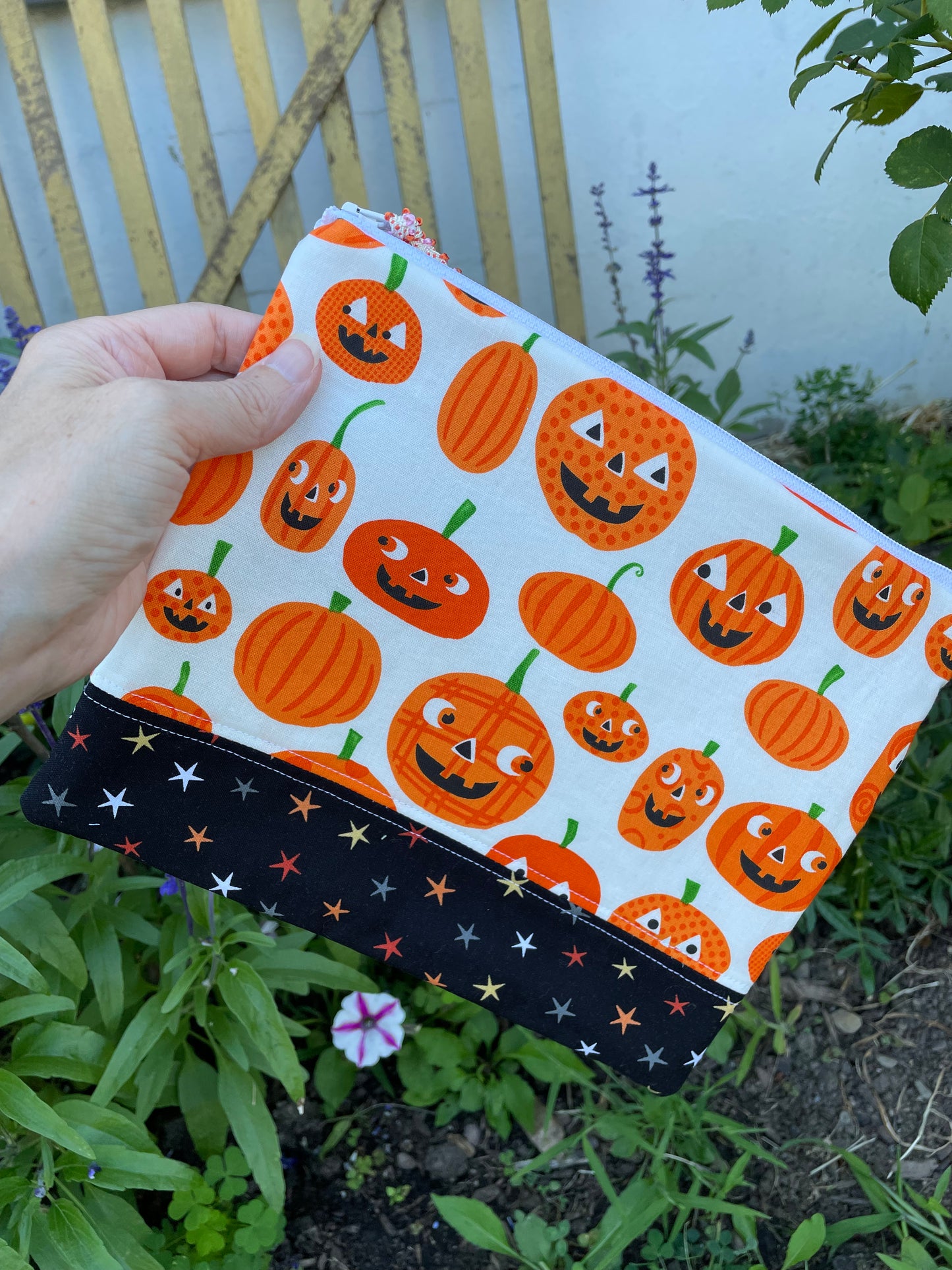 White Pumpkin Zipper Bag Fall Decor