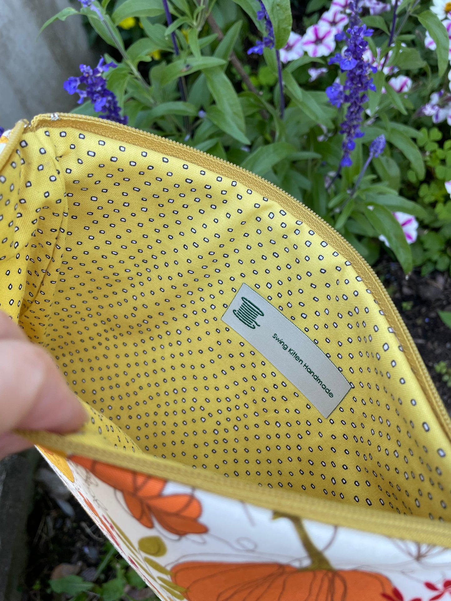 Fall Zipper Bag Pumpkins and Flowers