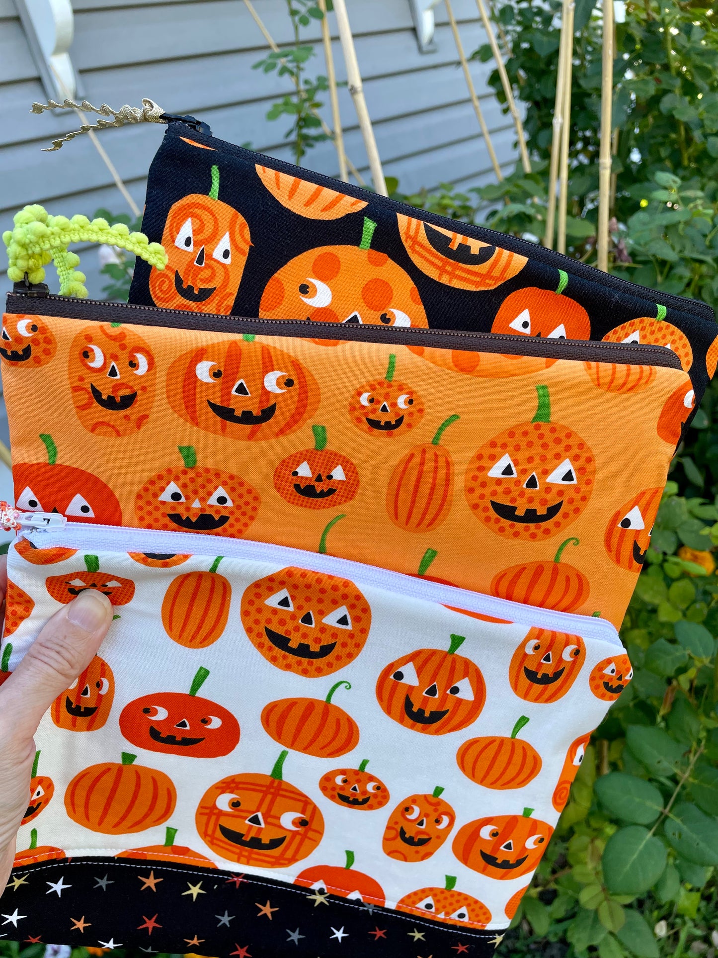 White Pumpkin Zipper Bag Fall Decor