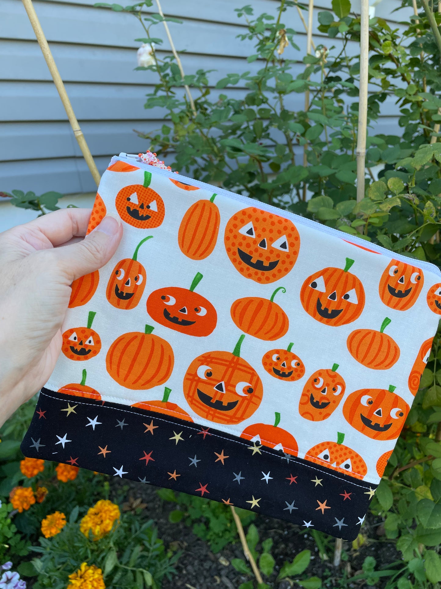 White Pumpkin Zipper Bag Fall Decor