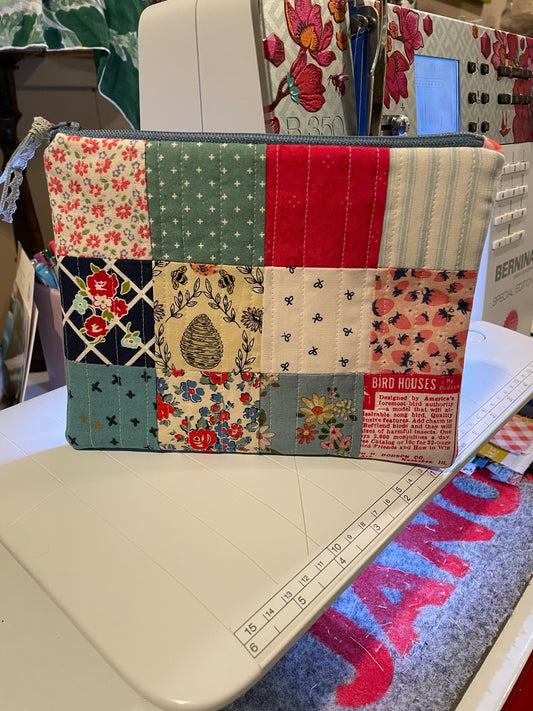 Quilted Patchwork Zipper Pouch