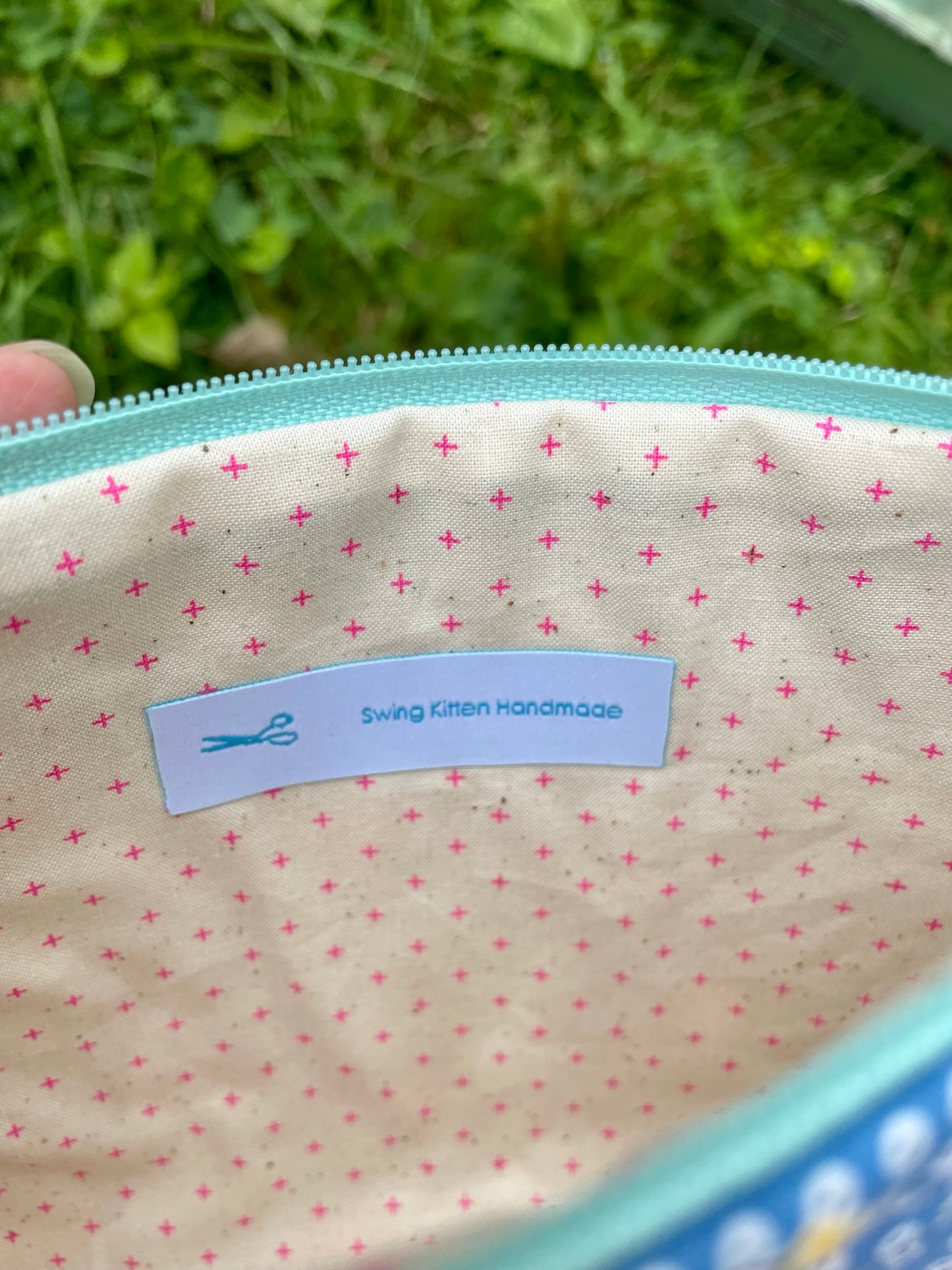 Hand Pieced Quilted Zipper Bag Cottage Style