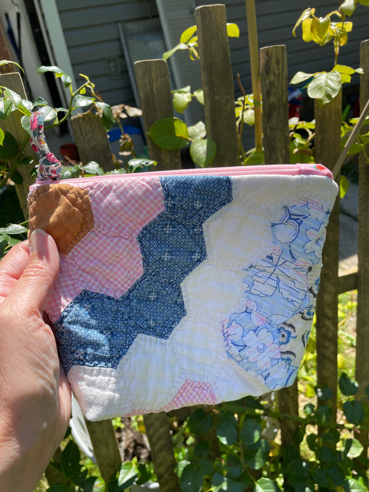 Vintage quilt zipper bag