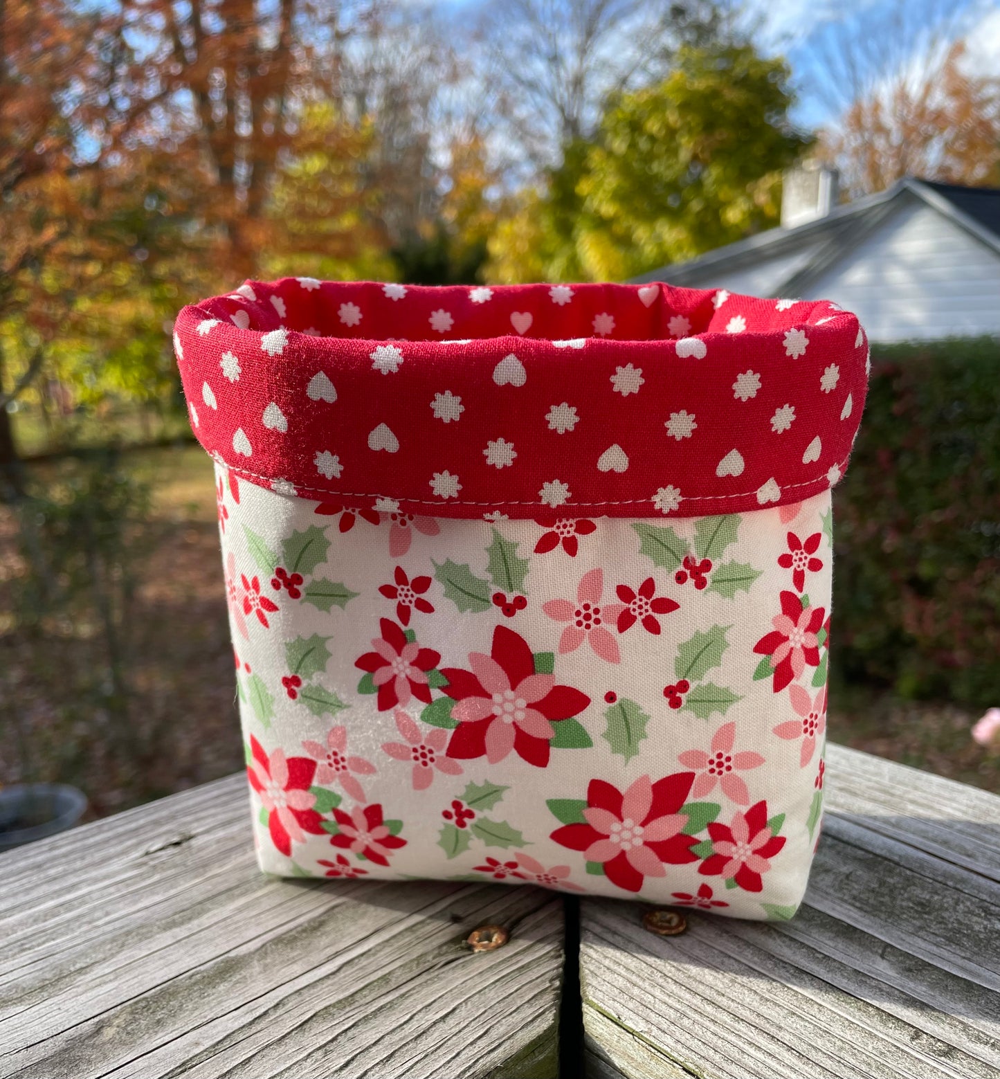 Poinsettia Fabric Bucket