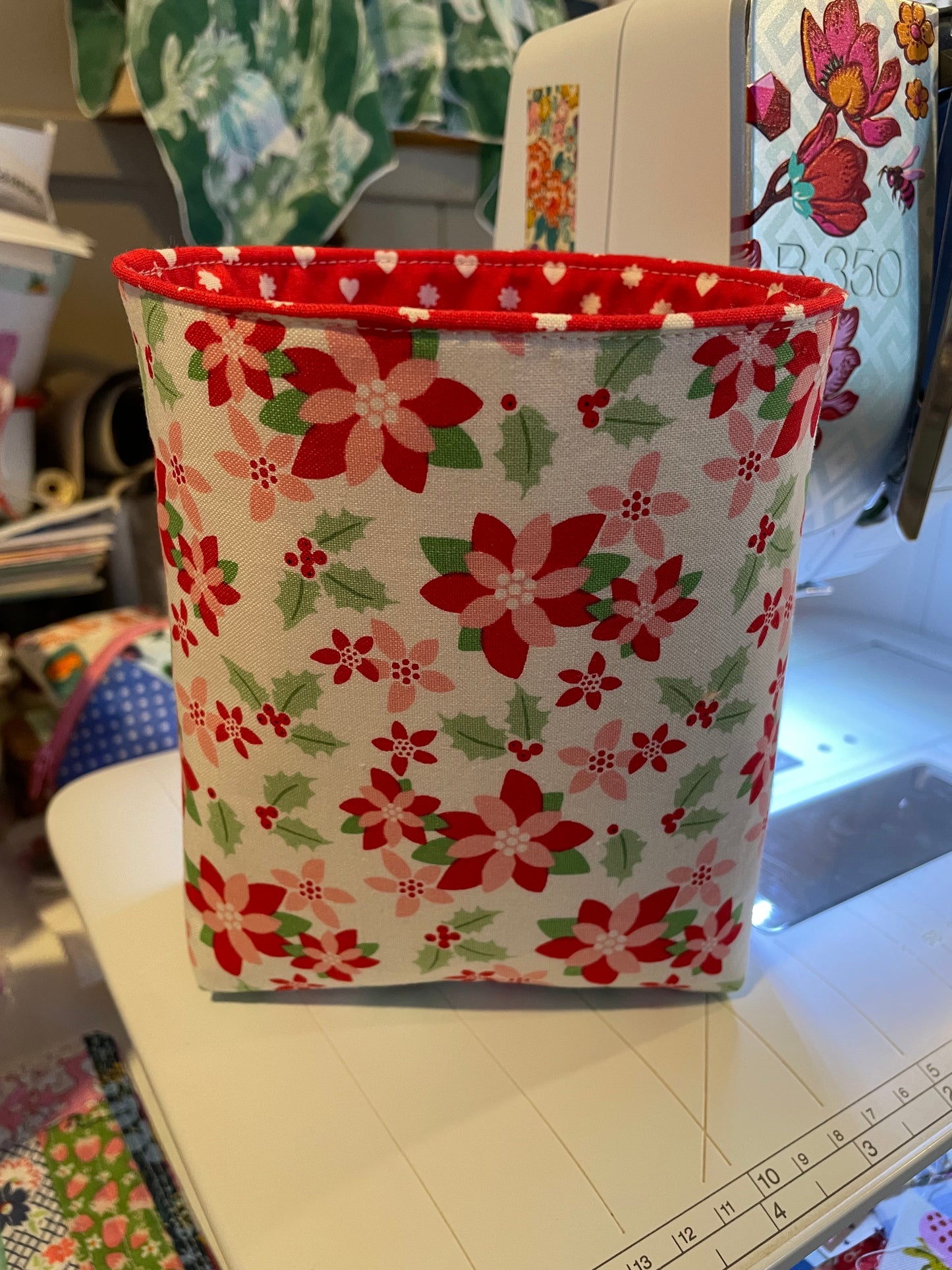 Poinsettia Fabric Bucket