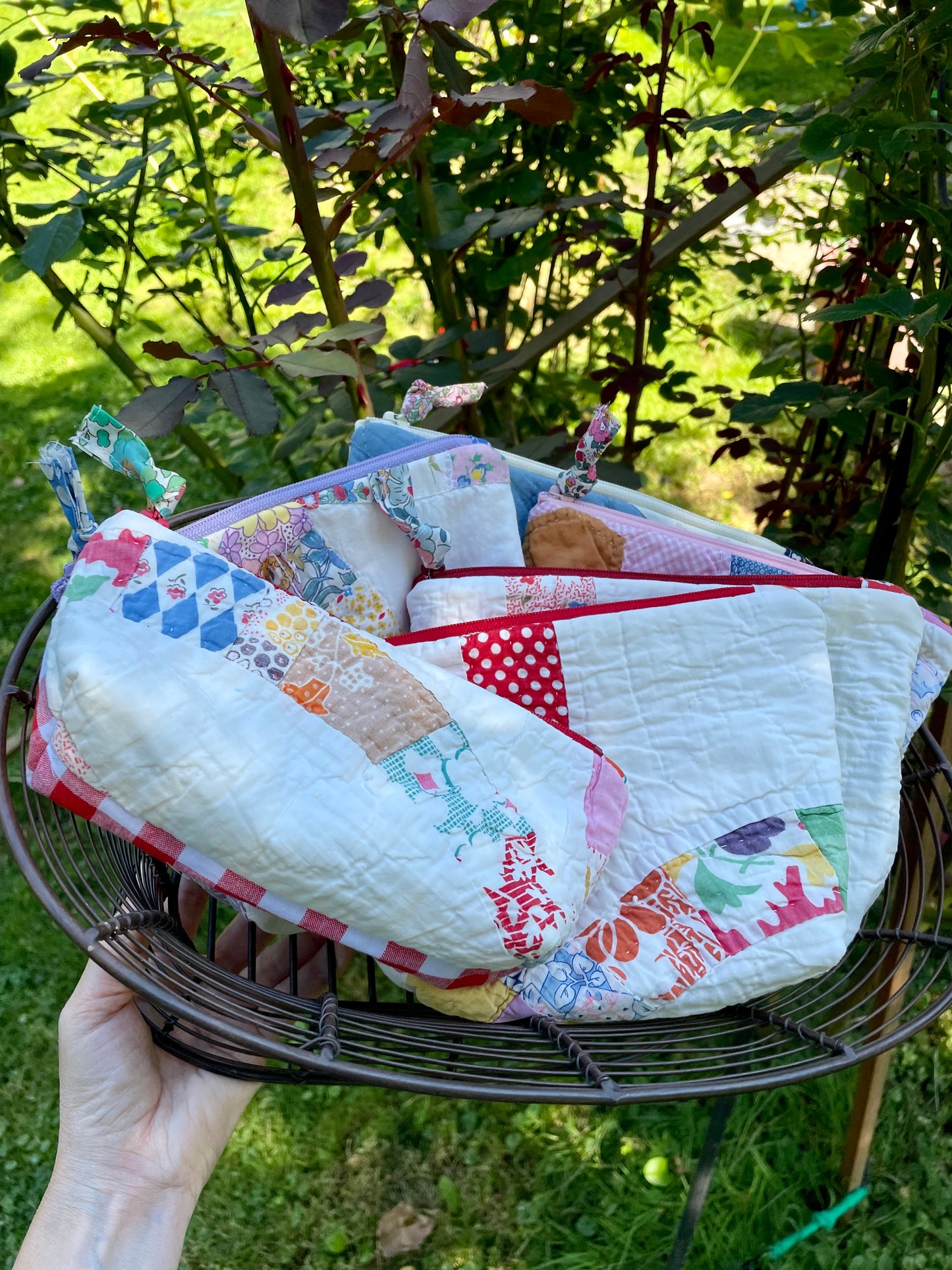 Vintage quilt zipper bag