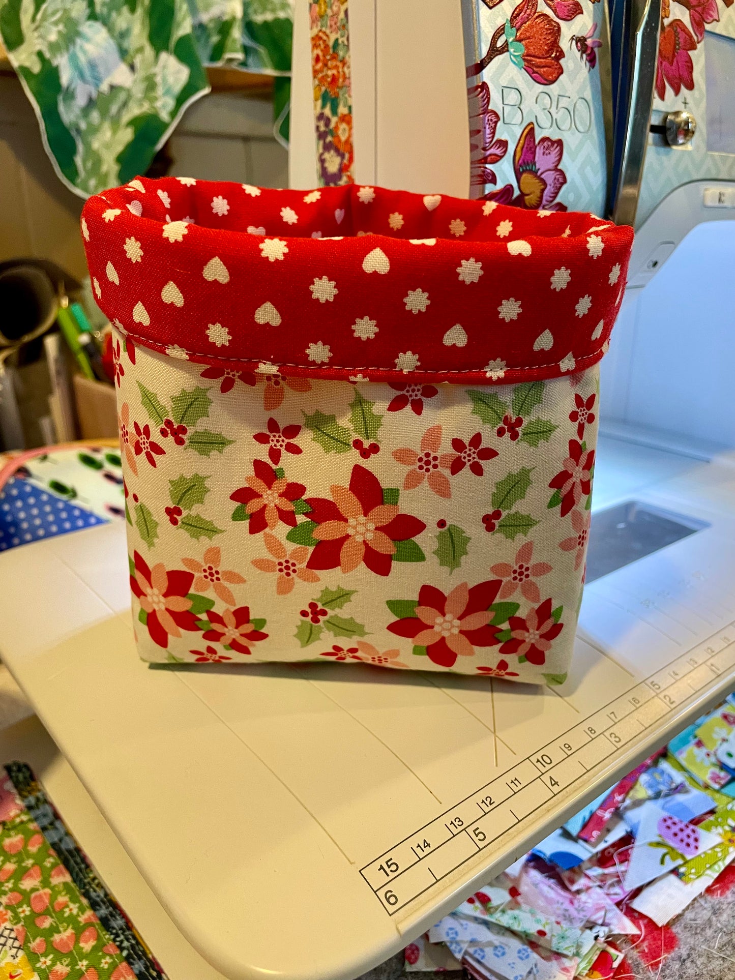 Poinsettia Fabric Bucket