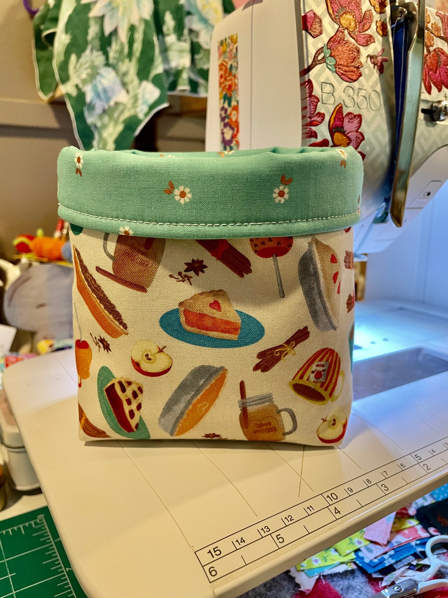 Pie and Cider Fabric Bucket