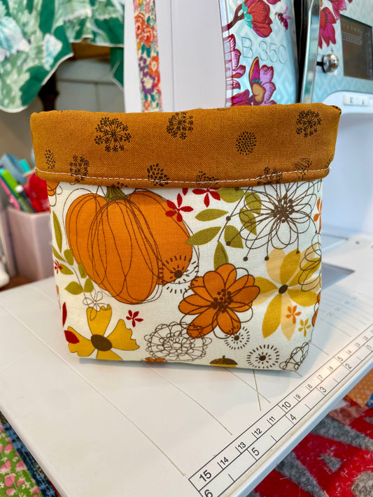 Fall Pumpkin Fabric Bucket