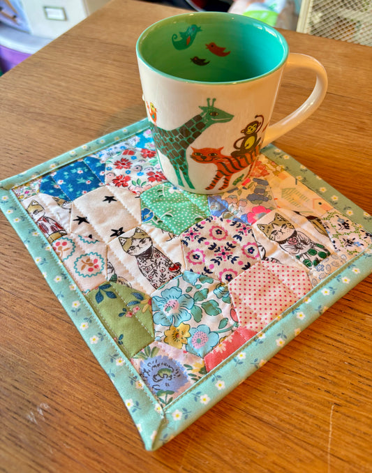 Miss Kitties Hand Pieced Table Mat