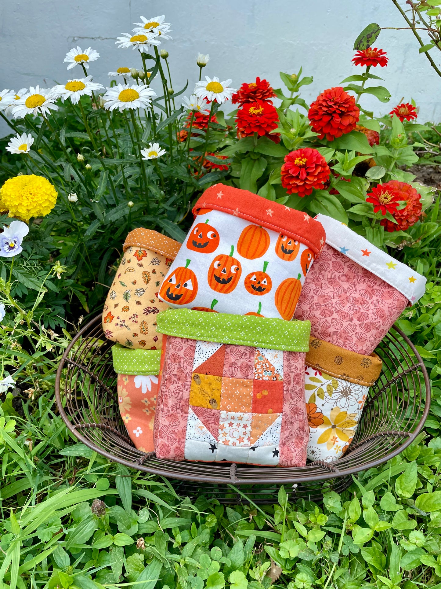 Patchwork Pumpkin Fabric Bucket