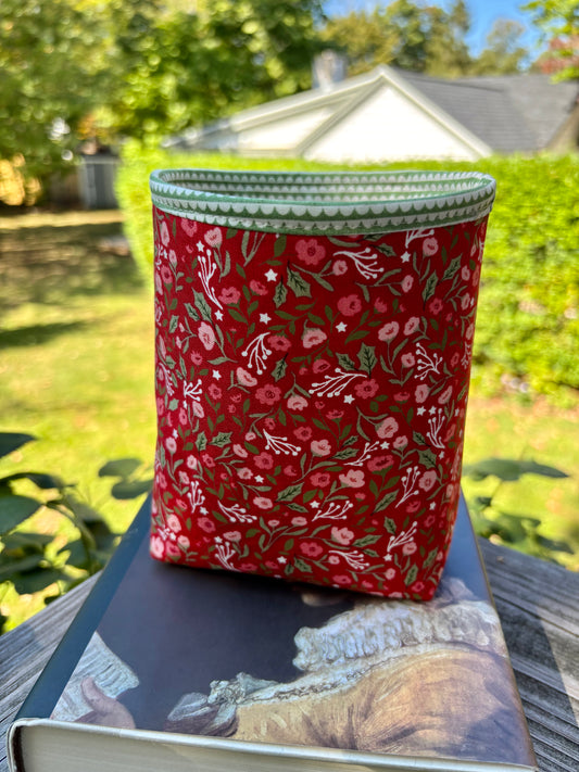 Red Floral Holiday Fabric Bucket