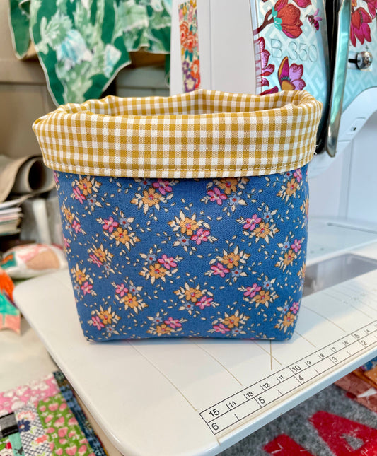 Blue Floral Fabric Bucket