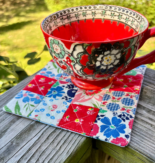 Vintage Feedsacks Mug Rug