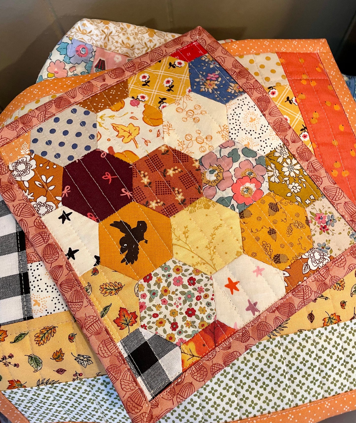 Fall Feeling Hand Pieced Table Mat