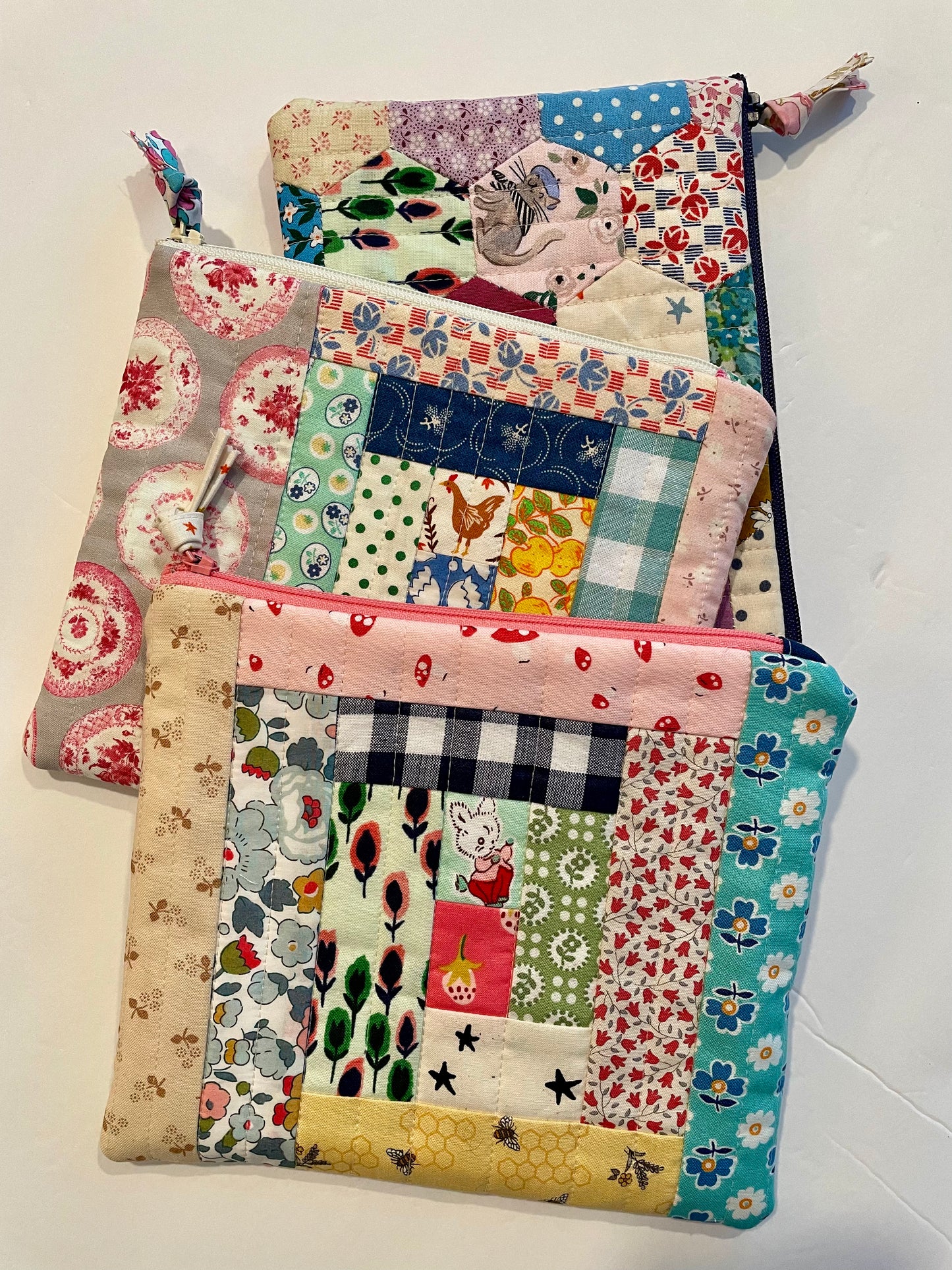 Quilted patchwork bunny zipper bag