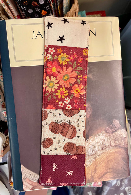 Pumpkins and Flowers Bookmark